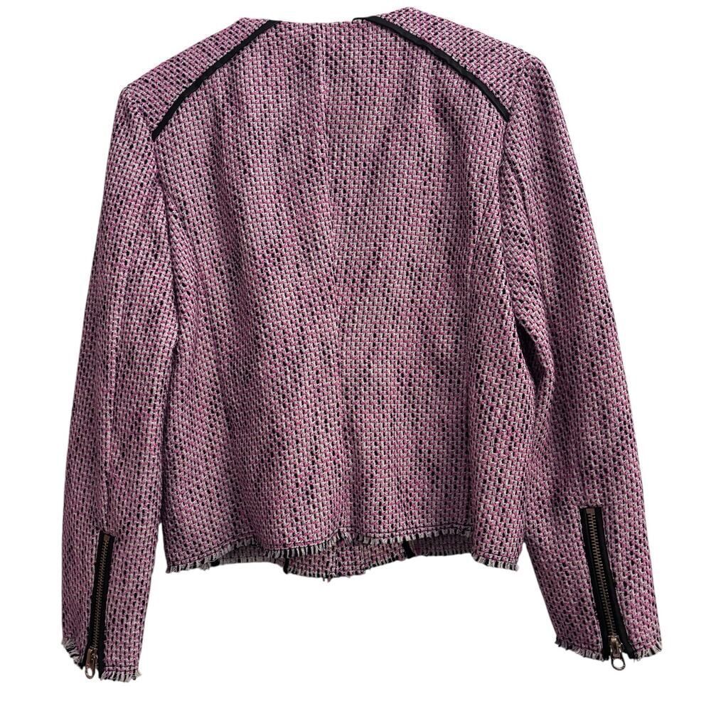 JUICY COUTURE Tweed Zip Jacket Pink Black Cropped Blazer Size L Clueless Y2K - Picture 3 of 9